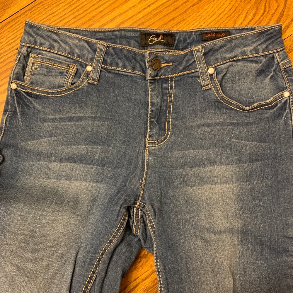 Earl Skinny Embellished Ankle Cuff Jeans